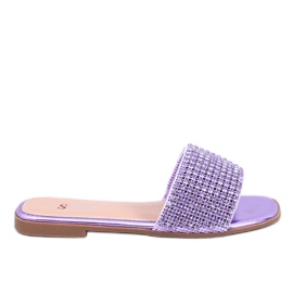 Kvinders flip flops med lilla zirkoner violet