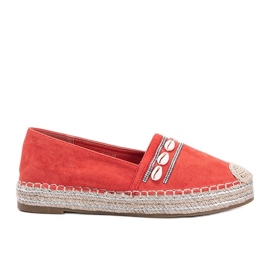 Kvinders espadriller med skaller og zirkoner orange