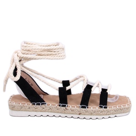 Kvinders sandaler Espadrilles bundet sort