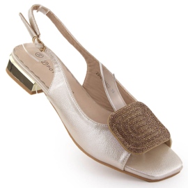 Elegante damesandaler med guld zirkon dekoration Potocki WS43314 gylden