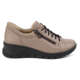 Olivier Dame lædersko med kile, tyk sål, 1236 cappuccino beige