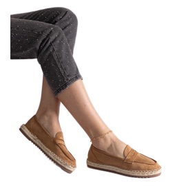 Karamel glider espadriller på platformen brun