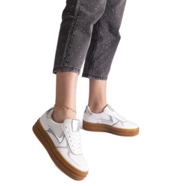 Hvide og sølv sneakers med gummisål