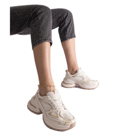 Beige sneakers med massiv sål