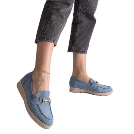Blue Women's Loafers med Eco Suede med en kæde blå