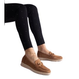 Caramel Women's Moccasins med Eco Suede med en kæde brun