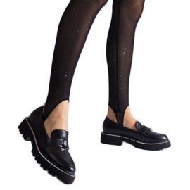 Sorte loafers med øko læder med et ornament