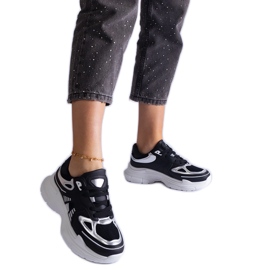 Sorte damesneakers med sølvindlæg
