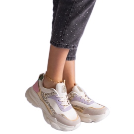 Multicolored sneakers med glitterindsatser beige