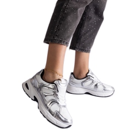 Kvinders hvide og sølv sneakers