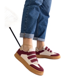 Bourgogne sneakers med velcrolukning rød