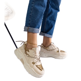 Beige damesneakers med glitter