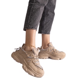 Mørke beige sportssneakers til kvinder
