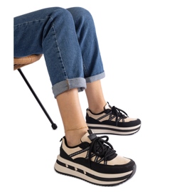 Sorte og beige sneakers til kvinder
