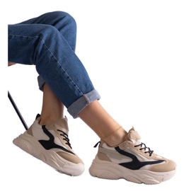 Beige og sorte damesneakers
