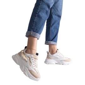 Beige og guld damesneakers