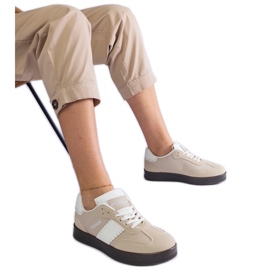 Beige platformssneakers med syninger