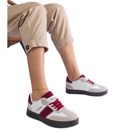 Bordeaux plateausneakers med syninger hvid