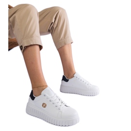 Hvide og sorte sneakers med tyk sål