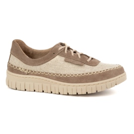 Olivier Dame lædersko med tyk sål 0759W, beige