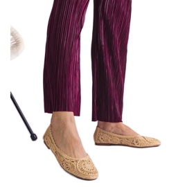 Beige flettet ballerinaer