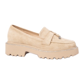 Kvinders ruskind mokkasiner med khaki frynser beige