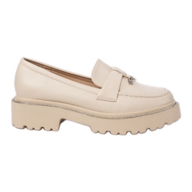 Kvinders øko læder loafers med frynser beige