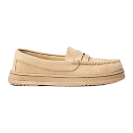 Kvinders beige ruskind loafers