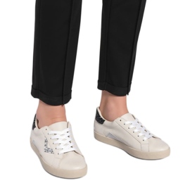 Kvinders sneakers brocade sølvindsatser hvid