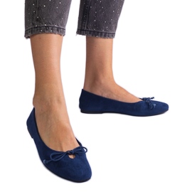Navy Blue Ballerinas med en dekorativ bue blå