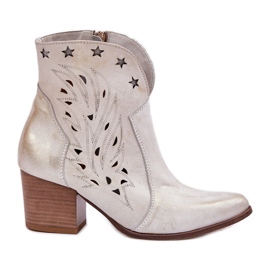 Lewski Shoes Openwork læder cowboy støvler på Lewski Post 3613 Zloty udtørret gylden