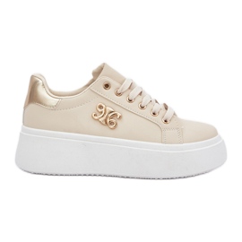 Kvinders sneakers på platformen beige og guld