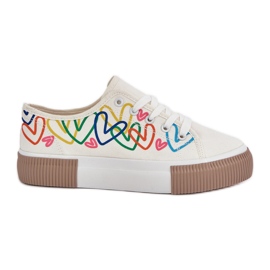 Kvinders sneakers i hvide hjerter