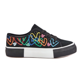 Kvinders sneakers i sorte hjerter