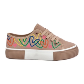 Kvinders sneakers i mørkehjerter beige