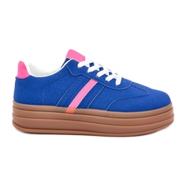 Kvinders sneakers på Blue-lyserød platform blå