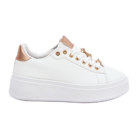 Eco læder sneakers med stifter hvidt og guld