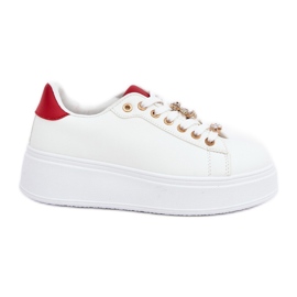 Eco læder sneakers med stifter hvid og rød