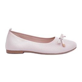 Mesh Ballerinas med en lys tiggerbue beige