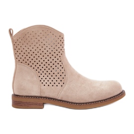 Lys beige openwork støvler