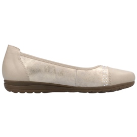 Women's Leather Ballerinas med zirkoner komfortable guld/beige Rieker L9353-62