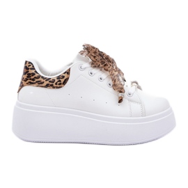 Kvinders sneakers på platformen med leopardprint hvid