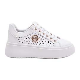 Openwork sneakers med gylden detalje hvid