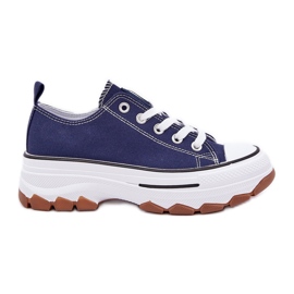 News Lav kvinders sneakers på platform Navy Blue blå