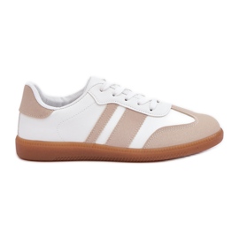 Lav kvinders sneakers med øko læder beige og hvid