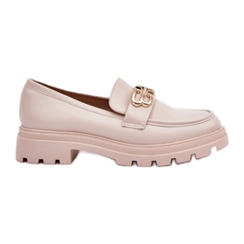 Kvinders loafers med gylden detalje beige