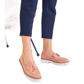 Pink kvinders loafers fra Ekozamsz med frynser lyserød