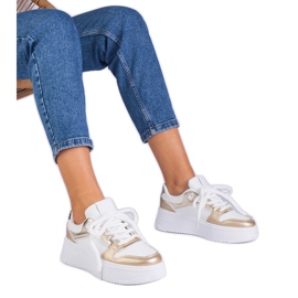 Platformsneakers i hvid og guld gylden