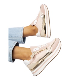 Kvinders sneakers - pulverrosa, gyldne detaljer lyserød