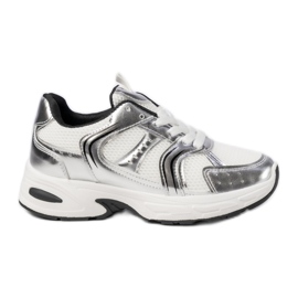 Kvinders sølv sneakers på platformen